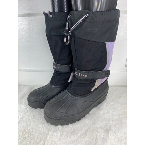 LL Bean Kids Winter Snow Boots Waterproof Purple Black Size 5 - Picture 1 of 7